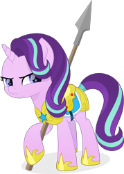 Size: 5296x7410 | Tagged: safe, artist:inaactive, starlight glimmer, pony, g4, absurd resolution, armor, hoof shoes, i can't believe it's not hasbro studios, movie accurate, royal guard armor, saddle, simple background, solo, spear, squint, tack, transparent background, weapon