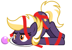 Size: 6850x4740 | Tagged: safe, artist:estories, oc, oc only, oc:wildheart, earth pony, pony, g4, absurd resolution, christmas ball, female, mare, simple background, solo, tied up, transparent background, vector