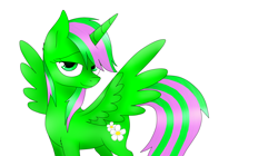 Size: 1930x1080 | Tagged: safe, artist:emalajiss36, oc, oc only, alicorn, pony, alicorn oc, bedroom eyes, eyelashes, female, horn, mare, simple background, smiling, solo, spread wings, white background, wings