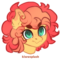 Size: 3000x3000 | Tagged: safe, artist:kiwwsplash, oc, oc only, earth pony, pony, bust, ear fluff, earth pony oc, high res, simple background, smiling, solo, white background