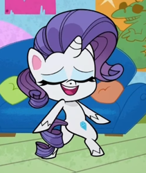 Size: 397x471 | Tagged: safe, screencap, rarity, pony, unicorn, director spike's mockumentary, g4, g4.5, my little pony: pony life, adorasexy, bipedal, butt, cropped, cute, eyes closed, open mouth, plot, pose, raribetes, rearity, sexy, solo