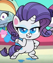Size: 429x512 | Tagged: safe, screencap, rainbow dash, rarity, twilight sparkle, alicorn, pegasus, pony, unicorn, director spike's mockumentary, g4.5, my little pony: pony life, bipedal, cropped, hoof on hip, lidded eyes, looking at you, offscreen character, pose, solo focus, twilight sparkle (alicorn)