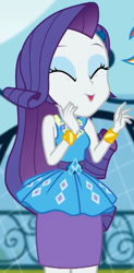 Size: 1008x2045 | Tagged: safe, screencap, rarity, equestria girls, g4, my little pony equestria girls: better together, sock it to me, sock it to me: rarity, canterlot high, clothes, cropped, cute, diamond, dress, eyes closed, female, geode of shielding, gold, jewelry, legs, magical geodes, makeup, necklace, outdoors, pencil skirt, raribetes, rarity peplum dress, skirt, sleeveless, smiling, soccer field, waistband, wrist cuffs