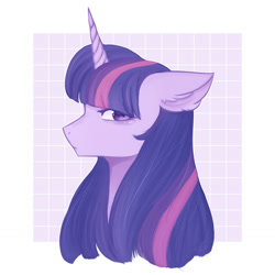 Size: 1280x1280 | Tagged: safe, artist:picture-presents, twilight sparkle, pony, g4, bust, ear fluff, female, mare, portrait, profile, solo