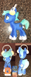 Size: 1895x4633 | Tagged: safe, oc, oc:hoof beatz, earth pony, pony, bronycon, bronycon 2014, headphones, irl, lanyard, multiple views, photo, plushie