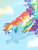 Size: 1080x1440 | Tagged: safe, artist:crossovercartoons, rainbow dash, pegasus, pony, g4, cloud, digital art, digital drawing, flying, happy, looking down, rainbow, rainbow dash day, rd day, solo, sonic rainboom, sparkles, spread wings, sun, trail, wings