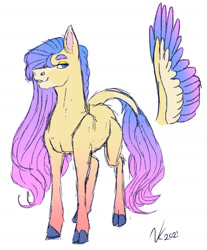 Size: 1280x1544 | Tagged: safe, artist:corisodapop, oc, oc only, pony, adoptable, cloven hooves, colored wings, female, mare, multicolored wings, simple background, solo, white background, wings