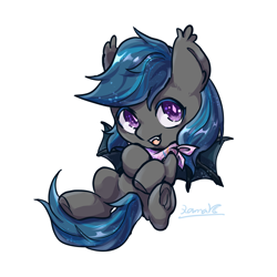 Size: 2000x2000 | Tagged: safe, artist:qamar, oc, oc only, oc:nocturne star, bat pony, pony, blue, blue mane, cute, grey fur, high res, male, purple eyes, simple background, solo, spread wings, stallion, white background, wings
