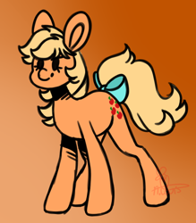 Size: 700x800 | Tagged: safe, artist:hunterartist, applejack (g1), earth pony, pony, g1, bow, female, gradient background, mare, solo, tail bow