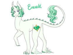 Size: 800x600 | Tagged: safe, artist:arexstar, oc, oc only, oc:emerald elegance, dracony, dragon, hybrid, female, interspecies offspring, offspring, parent:rarity, parent:spike, parents:sparity, simple background, solo, white background