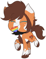 Size: 2280x2904 | Tagged: safe, artist:jetjetj, part of a set, oc, oc only, oc:heart chaser, earth pony, pony, chibi, commission, heart, high res, male, mouth hold, solo, stallion, ych result