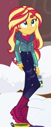Size: 245x607 | Tagged: safe, screencap, sunset shimmer, blizzard or bust, equestria girls, equestria girls specials, g4, my little pony equestria girls: better together, my little pony equestria girls: holidays unwrapped, cropped, solo