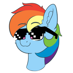Size: 4000x4000 | Tagged: safe, artist:yelowcrom, rainbow dash, pegasus, pony, g4, absurd resolution, bust, cheek fluff, deal with it, ear fluff, female, mare, simple background, solo, sunglasses, swag glasses, transparent background