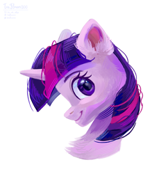 Size: 1805x1865 | Tagged: safe, artist:teaflower300, twilight sparkle, pony, g4, bust, chest fluff, cute, ear fluff, female, mare, portrait, profile, simple background, solo, twiabetes, white background