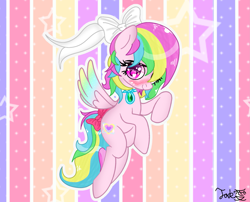 Size: 2413x1949 | Tagged: source needed, useless source url, safe, artist:jadebreeze115, oc, oc only, oc:star aura, pegasus, pony, abstract background, adorasexy, base used, bow, cute, flying, jewelry, necklace, pastel, pink eyes, sexy, shy