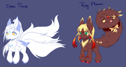 Size: 2589x1389 | Tagged: safe, artist:minelvi, oc, oc only, pegasus, pony, augmented tail, duo, pegasus oc, two toned wings, wings