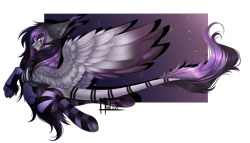 Size: 2778x1590 | Tagged: safe, artist:minelvi, oc, oc only, pegasus, pony, clothes, cloven hooves, ear piercing, earring, eyelashes, female, flying, jewelry, leonine tail, looking back, mare, pegasus oc, piercing, signature, simple background, socks, solo, striped socks, transparent background, underhoof, wings