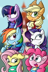 Size: 1200x1800 | Tagged: safe, artist:flash equestria photography, applejack, fluttershy, pinkie pie, rainbow dash, rarity, twilight sparkle, mobian, anthro, g4, breasts, busty fluttershy, mane six, sonic the hedgehog (series), sonicified