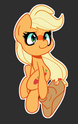 Size: 1496x2383 | Tagged: safe, artist:kindakismet, applejack, earth pony, pony, g4, applejack's hat, cowboy hat, cute, female, gray background, hat, hoof hold, jackabetes, mare, simple background, solo