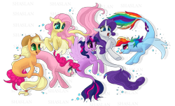 Size: 11000x6700 | Tagged: safe, artist:shaslan, applejack, fluttershy, pinkie pie, rainbow dash, rarity, twilight sparkle, alicorn, earth pony, pegasus, pony, seapony (g4), unicorn, g4, 2019, applejack's hat, blue eyes, bubble, cowboy hat, dorsal fin, eyelashes, fin wings, fish tail, flowing mane, flowing tail, freckles, green eyes, hat, horn, looking at each other, mane six, obtrusive watermark, open mouth, pink eyes, ponycon, purple eyes, race swap, seaponified, seapony applejack, seapony fluttershy, seapony pinkie pie, seapony rainbow dash, seapony rarity, seapony twilight, simple background, smiling, species swap, swimming, tail, teeth, tongue out, transparent background, underwater, wall of tags, water, watermark, wings