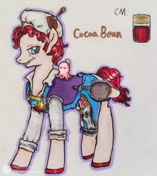 Size: 1000x1123 | Tagged: safe, artist:blueberry pie_蜜糕, pony, cocoa bean, identity v, mike morton, ponified, simple background, smiling, traditional art