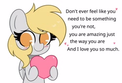 Size: 4096x2804 | Tagged: safe, artist:kittyrosie, derpy hooves, pegasus, pony, g4, blushing, cute, daaaaaaaaaaaw, derpabetes, female, heart, looking at you, no pupils, positive ponies, smiling, smiling at you, solo, truth