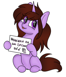 Size: 1632x1896 | Tagged: safe, artist:synthsparkle, oc, oc only, oc:synth sparkle, pony, unicorn, cute, message, portuguese, solo