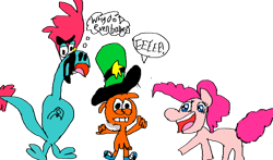 Size: 1024x601 | Tagged: safe, artist:totallytunedin, pinkie pie, alien, earth pony, pony, zbornak, g4, 1000 hours in ms paint, crossover, sylvia (wander over yonder), wander (wander over yonder), wander over yonder