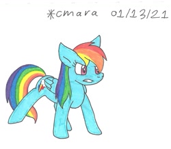 Size: 1141x993 | Tagged: safe, artist:cmara, rainbow dash, pegasus, pony, g4, angry, female, gritted teeth, mare, simple background, solo, traditional art, white background