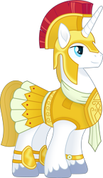 Size: 5000x8640 | Tagged: safe, artist:negatif22, prince blueblood, pony, unicorn, g4, armor, armor skirt, clothes, fantasy class, knee pads, male, movie accurate, royalty, simple background, skirt, solo, stallion, transparent background, vector, warrior
