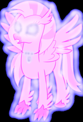 Size: 637x939 | Tagged: safe, artist:byteslice edits, artist:mellow91, edit, vector edit, silverstream, oc, oc:fairy quartz, classical hippogriff, hippogriff, g4, black background, female, glowing eyes, glowing necklace, possessed, simple background, spread wings, standing, vector, wings