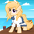 Size: 3000x3000 | Tagged: safe, artist:pizzamovies, oc, oc only, oc:jackie spectre, earth pony, pony, beach, clothes, cloud, dock, dress, eyes open, female, high res, looking at you, mare, open mouth, smiling, solo, teeth, three quarter view, water