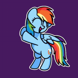 Size: 500x500 | Tagged: safe, artist:sugar morning, derpibooru exclusive, edit, rainbow dash, pegasus, pony, adorkable, animated, bipedal, cute, dancing, dashabetes, dork, eyes closed, female, frame by frame, mare, purple background, simple background, solo, sound, weapons-grade cute, webm