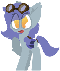 Size: 1491x1750 | Tagged: safe, artist:moonydusk, oc, oc only, oc:sandy shoals, bat pony, pony, 2021 community collab, derpibooru community collaboration, bat pony oc, bat wings, cute, female, filly, goggles, simple background, solo, transparent background, wings, young, younger