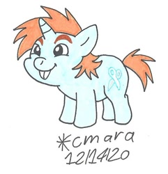Size: 628x651 | Tagged: safe, artist:cmara, snips, pony, unicorn, g4, colt, male, palindrome get, simple background, solo, traditional art, white background