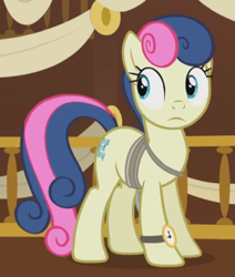 Size: 591x696 | Tagged: safe, screencap, bon bon, sweetie drops, earth pony, pony, g4, slice of life (episode), cropped, rope, solo, watch