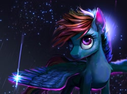 Size: 1343x1000 | Tagged: safe, artist:bananitryi, rainbow dash, pegasus, pony, g4, alternate hairstyle, cheek fluff, chest fluff, ear fluff, female, mare, solo, spread wings, wings