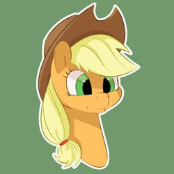 Size: 1500x1500 | Tagged: safe, artist:aquaticvibes, applejack, earth pony, pony, g4, female, green background, mare, simple background, solo, white outline