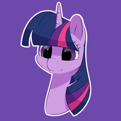 Size: 1500x1500 | Tagged: safe, artist:aquaticvibes, twilight sparkle, pony, g4, female, mare, purple background, simple background, solo, white outline