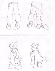 Size: 1590x2060 | Tagged: safe, artist:maxsilverfox, dragon, human, comic:meeting, clothes, human to dragon, male, shoes, solo, transformation, transformation sequence