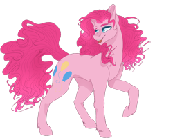 Size: 1280x1024 | Tagged: safe, artist:copshop, part of a set, pinkie pie, earth pony, pony, g4, concave belly, female, mare, muscles, open mouth, raised hoof, simple background, smiling, solo, transparent background