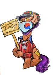 Size: 2608x3708 | Tagged: safe, artist:invalid-david, oc, oc only, oc:blue impasto, earth pony, pony, 2021 community collab, derpibooru community collaboration, high res, mask, sign, simple background, solo, taegeuk, traditional art, transparent background, watercolor painting