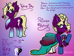 Size: 2000x1500 | Tagged: safe, artist:spiroudada, oc, oc:velvet sky, pony, unicorn, clothes, crossdressing, dress, male, reference sheet, stallion