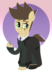 Size: 1579x2220 | Tagged: safe, artist:dyonys, oc, oc:night chaser, earth pony, pony, clothes, male, monocle, necktie, pocket watch, scar, stallion, suit