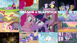 Size: 1978x1112 | Tagged: safe, edit, edited screencap, editor:quoterific, screencap, amethyst star, amethyst stone, apple bloom, applejack, bulk biceps, daisy, eclair créme, flower wishes, fluttershy, orion, pinkie pie, princess luna, rainbow dash, rarity, sassaflash, seabreeze, shooting star (g4), sparkler, spike, stormfeather, sunshower raindrops, twilight sparkle, written script, alicorn, breezie, pony, castle mane-ia, equestria games (episode), flight to the finish, for whom the sweetie belle toils, g4, it ain't easy being breezies, maud pie (episode), pinkie pride, princess twilight sparkle (episode), rainbow falls, rarity takes manehattan, season 4, somepony to watch over me, trade ya!, twilight's kingdom, armor, cartoon physics, crystal empire, crystal guard, crystal guard armor, face pull, golden oaks library, mane seven, mane six, royal guard, slapstick, twilight sparkle (alicorn)