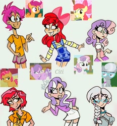 Size: 2472x2662 | Tagged: safe, artist:citi, screencap, apple bloom, babs seed, diamond tiara, scootaloo, silver spoon, sweetie belle, human, crusaders of the lost mark, g4, cutie mark crusaders, high res, humanized, scene interpretation, screencap reference, tongue out