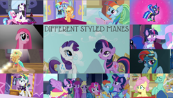 Size: 1958x1102 | Tagged: safe, edit, edited screencap, editor:quoterific, screencap, aloe, applejack, berry punch, berryshine, fine line, fluttershy, lyra heartstrings, lyrica lilac, maxie, perfect pace, pinkie pie, princess celestia, princess luna, rainbow dash, rarity, serena, twilight sparkle, zephyr breeze, alicorn, pony, between dark and dawn, flutter brutter, g4, it isn't the mane thing about you, magical mystery cure, make new friends but keep discord, newbie dash, party of one, season 1, season 2, season 3, season 4, season 5, season 6, season 7, season 9, simple ways, the cutie pox, the last problem, the lost treasure of griffonstone, 80s princess luna, alternate hairstyle, applejewel, clothes, coronation dress, dress, mane six, manebow sparkle, pinkamena diane pie, punk, punklestia, raripunk, second coronation dress, twilight sparkle (alicorn)