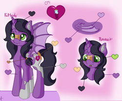 Size: 1280x1056 | Tagged: safe, artist:appleneedle, oc, oc:velvet rose, alicorn, bat pony, pony, commission, reference sheet