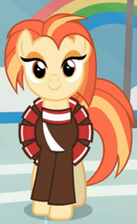 Size: 309x505 | Tagged: safe, screencap, shimmy shake, earth pony, pony, 2 4 6 greaaat, g4, cheerleader, cheerleader outfit, clothes, cropped, cute, female, gym, lidded eyes, mare, smiling, solo