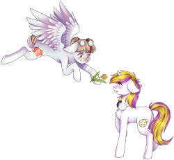 Size: 2101x1941 | Tagged: safe, artist:shiromidorii, oc, oc only, oc:sprinkles, pegasus, pony, unicorn, female, flower, mare, simple background, transparent background